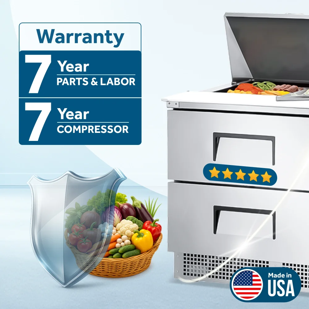 True TFP-72-30M-D-6 72" Mega Top Sandwich/Salad Prep Table, Holds 30 Pans, 7 Year Warranty