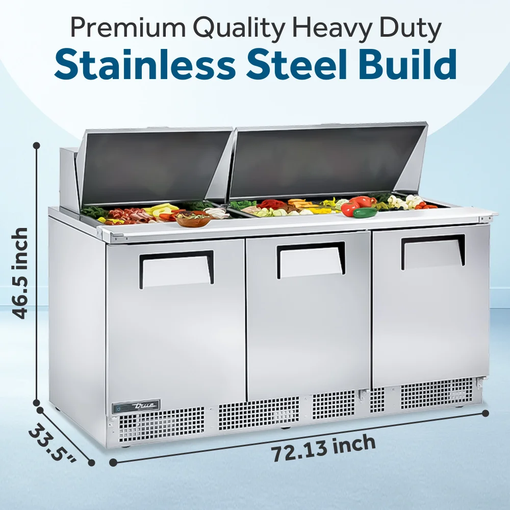 True TFP-72-30M 72" Mega Top Sandwich/Salad Prep Table, Holds 30 Pans, 7 Year Warranty