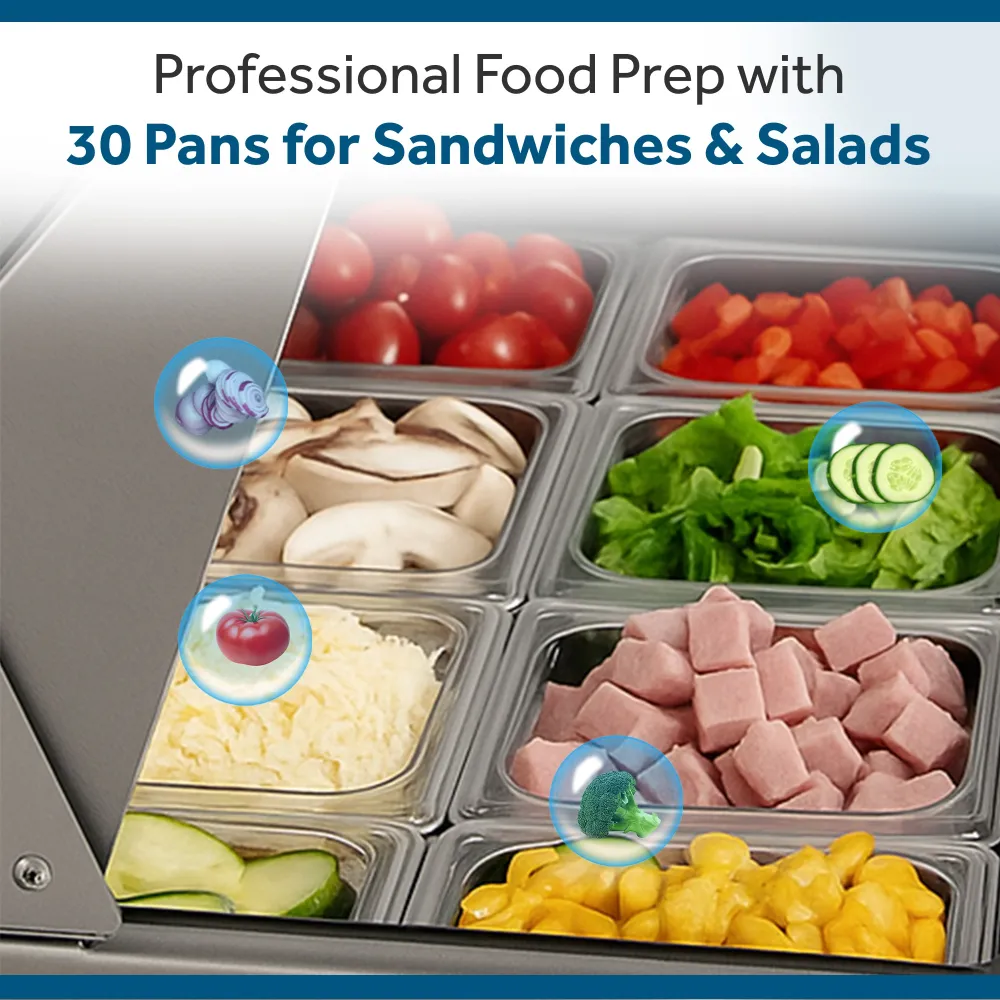 True TFP-72-30M 72" Mega Top Sandwich/Salad Prep Table, Holds 30 Pans, 7 Year Warranty
