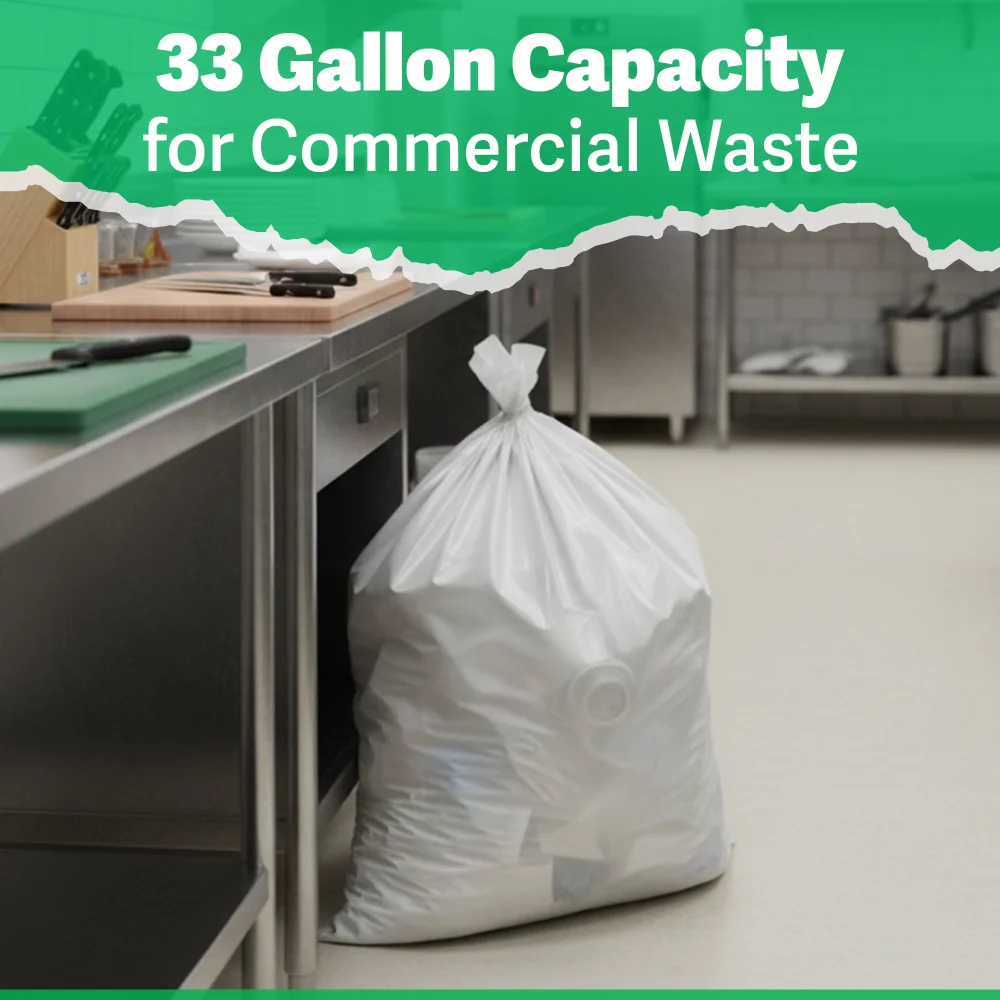 TrashGuard Series 33 Gallon 0.55 Mil 33" x 39" High-Density Clear Trash Bag / Can Liner, 250/Case