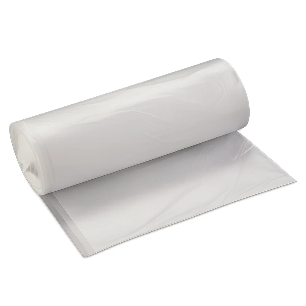TrashGuard Series 55-60 Gallon 17 Micron 38" x 60" Natural High-Density Trash Bag / Can Liner, 200/Case