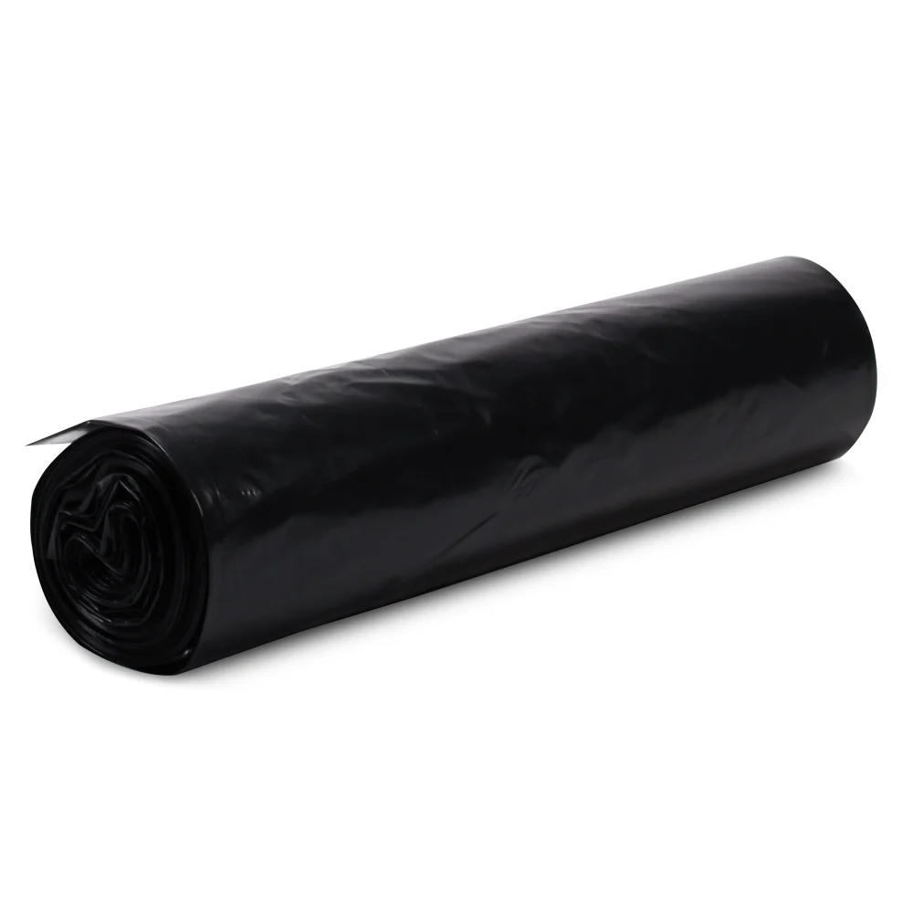 TrashGuard Series 40-45 Gallon 1.5 Mil 40" x 46" Low-Density Black Trash Bag / Can Liner, 100/Case