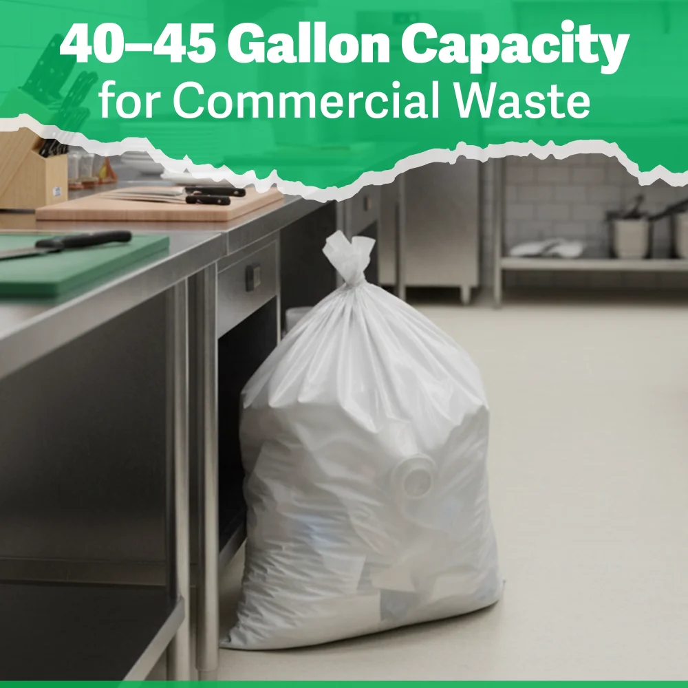 TrashGuard Series 40-45 Gallon 0.55 Mil 40" x 46" High-Density Clear Trash Bag / Can Liner, 250/Case
