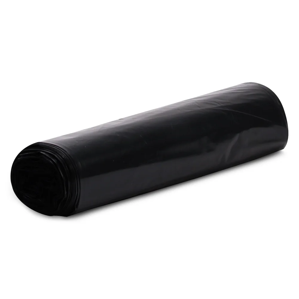 TrashGuard Series 56 Gallon 1.5 Mil 43" x 47" Low-Density Black Trash Bag / Can Liner, 100/Case
