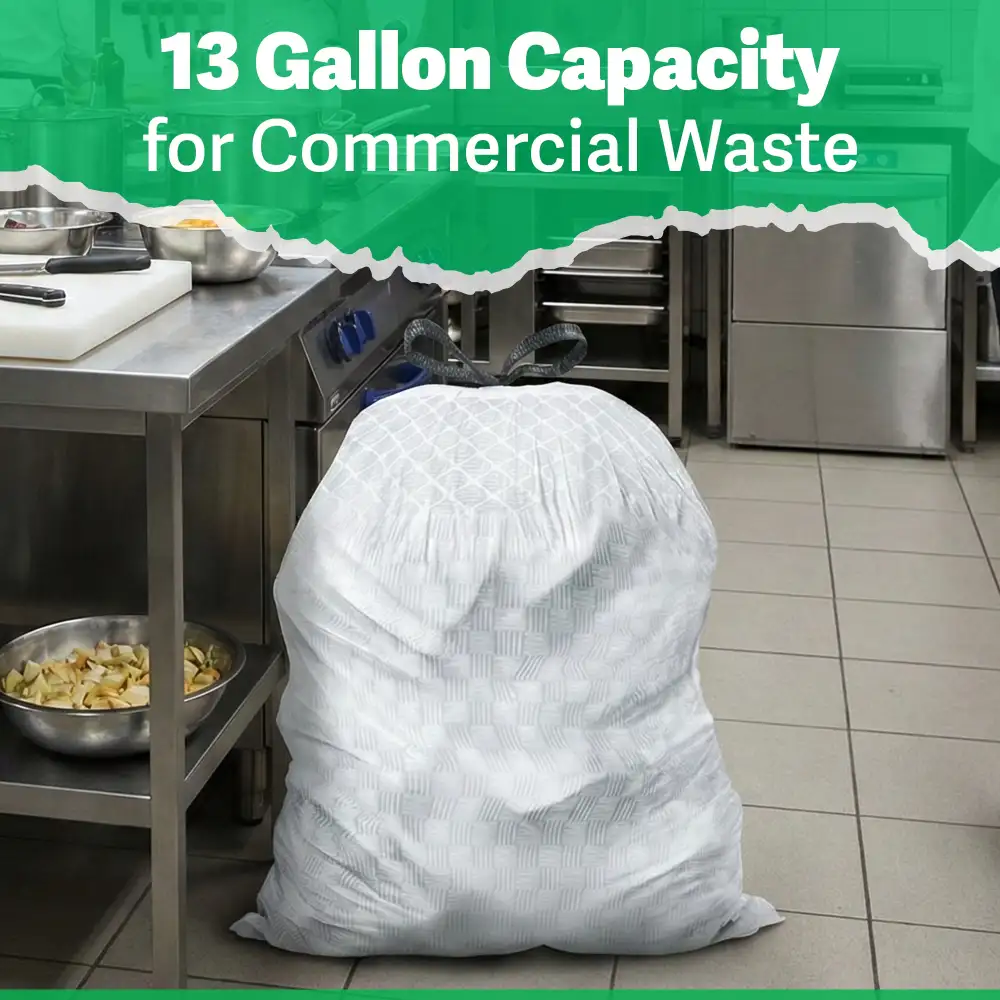 TrashGuard Series 13 Gallon Grey Low-Density Drawstring Trash Bag / Can Liner, 400 Bags/Case