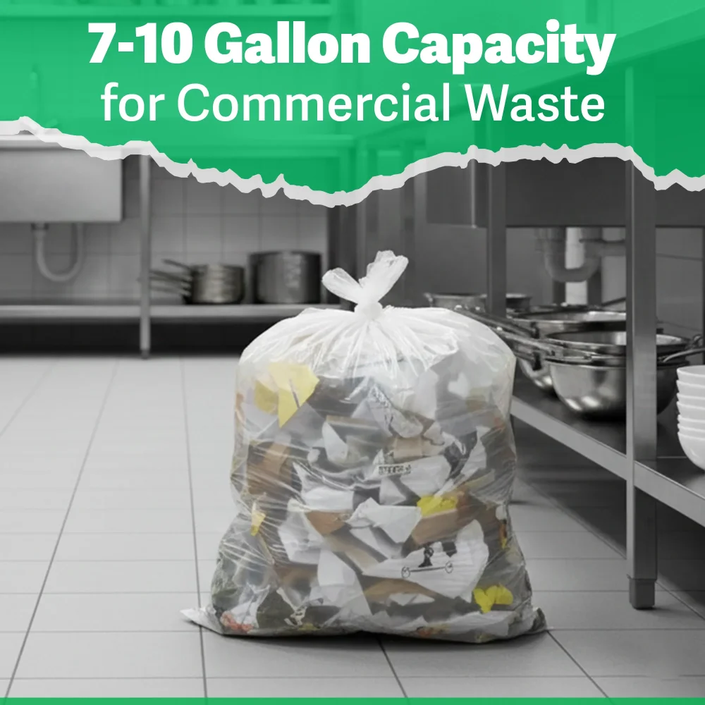 TrashGuard Series 7-10 Gallon 0.24 MIL 24" x 24" High-Density Clear Trash Bag / Can Liner, 1000 Bags/Case