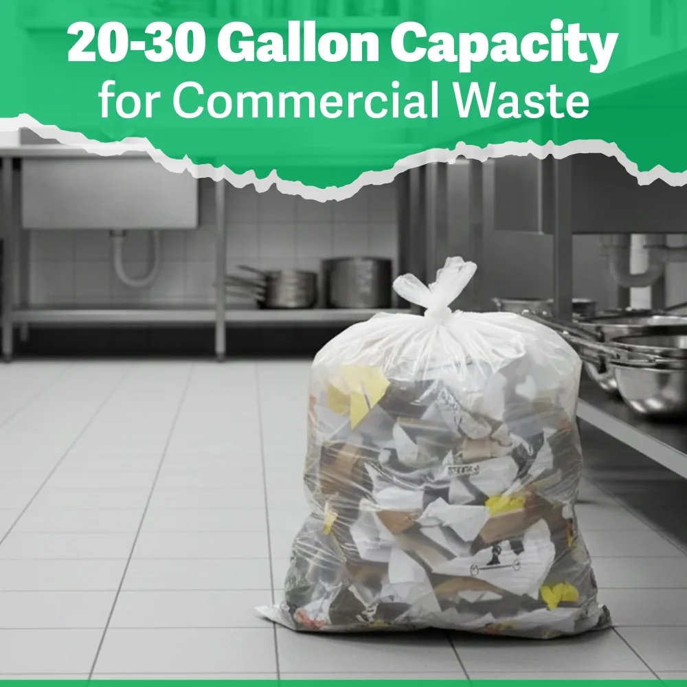 TrashGuard Series 20-30 Gallon 0.43 MIL 30" x 36" High-Density Clear Trash Bag / Can Liner, 500 Bags/Case