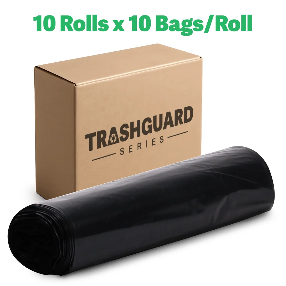 TrashGuard Series 60 Gallon 2.4 EQ MIL 38" x 58" Low-Density White Trash Bag / Can Liner, 100 Bags/Case