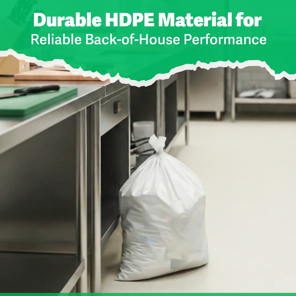 TrashGuard Series 16 Micron 40" x 48" High-Density Natural Trash Bag / Can Liner, 250 Bags/Case