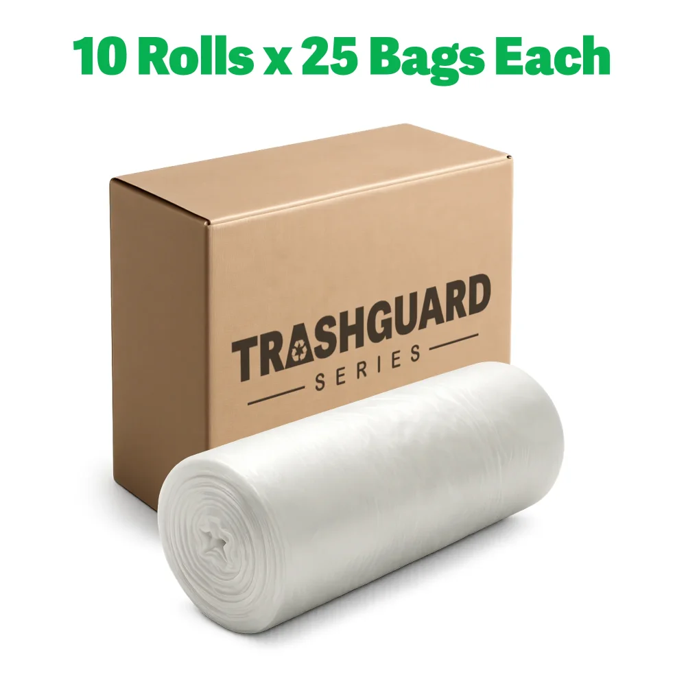 TrashGuard Series 40-45 Gallon 0.47 MIL 40" x 46" High-Density Clear Trash Bag / Can Liner, 250 Bags/Case