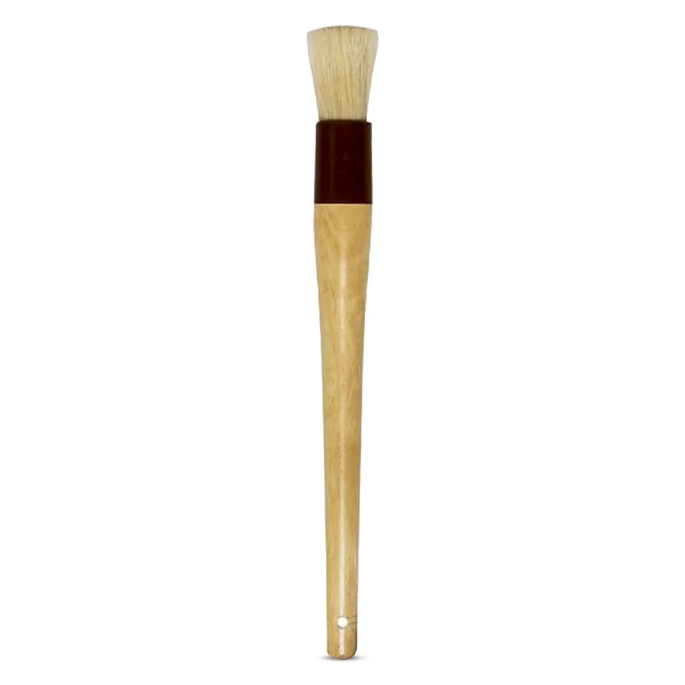 Thunder Group WDPB006 1" Round Pastry Brush, Boar Bristles, Brown Plastic Ferrule, Wood Handle