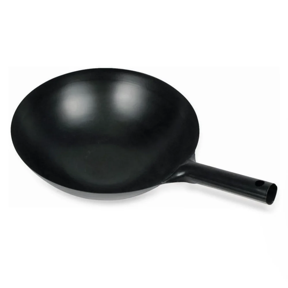 Winco WOK-34 14" Carbon Steel Wok, Integrated Handle, Black