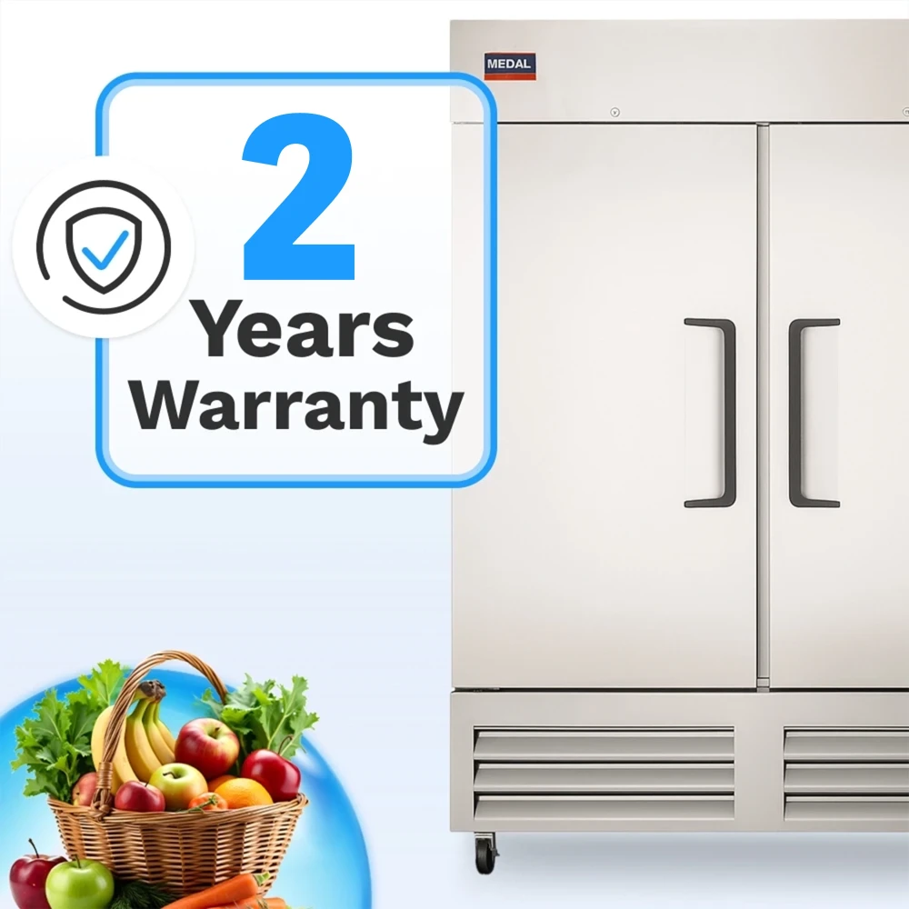 Medal Equipment 81" Reach-In Freezer, 3 Doors, 72 cu. ft., Stainless Steel, 2 Year Warranty