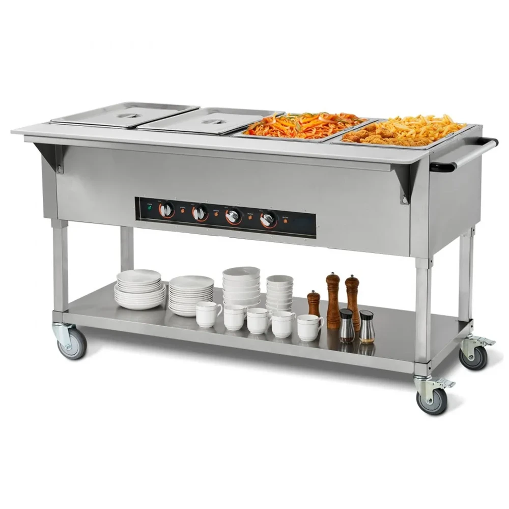 ChefPro Series 4 Pans Commercial Food Warmer / Electric Steam Table, 4 x 20.6QT