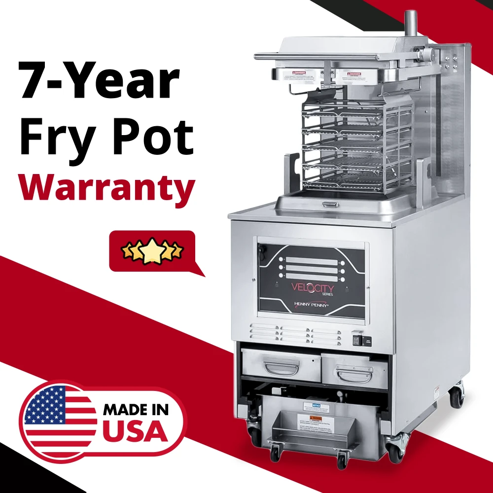 Henny Penny PXE100.09 24" Velocity Series 8-Head Electric Pressure Fryer, 75 lb Vat, 240V, 3 Phase