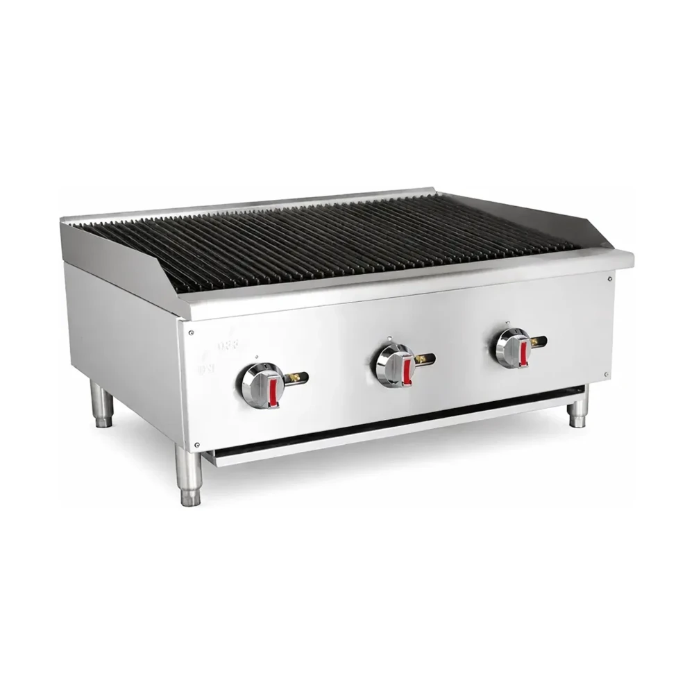 Prepline 36" Countertop Gas Radiant Charbroiler with 3 Burner, 90,000 BTU, Convertible