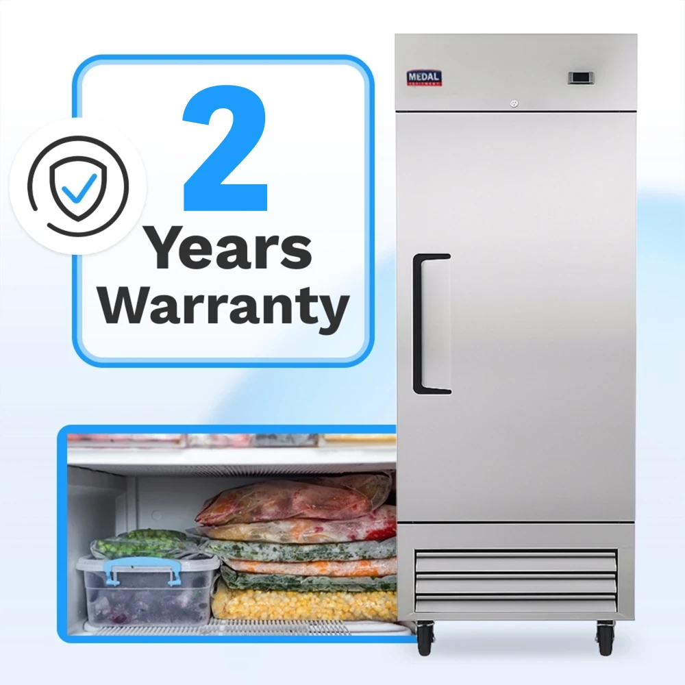 Medal Equipment 27" Reach-In Freezer, 1 Door, 23 cu. ft., Commercial, Stainless Steel, 2 Year Warranty