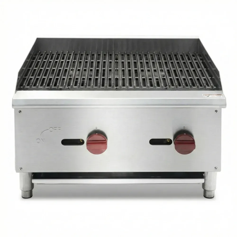 Platinum Flame Series 24" Countertop Radiant Charbroiler, 2 Burners, 60,000 BTU, Convertible