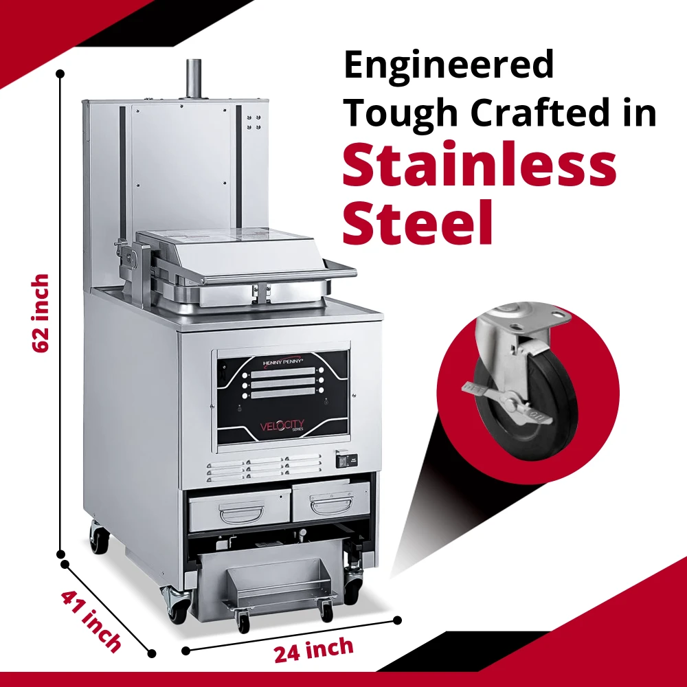 Henny Penny PXE100.09 24" Velocity Series 8-Head Electric Pressure Fryer, 75 lb Vat, 240V, 3 Phase