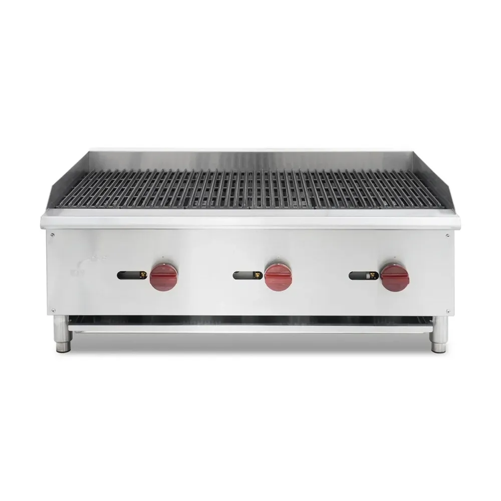 Platinum Flame Series 36" Countertop Radiant Charbroiler, 3 Burners, 90,000 BTU, Convertible