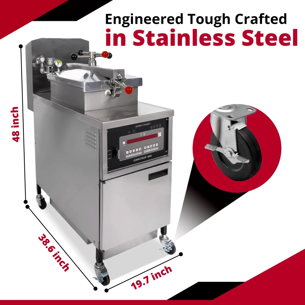 Henny Penny PFE500.07 20" 4-Head Electric Pressure Fryer, 48 lb Vat, Computron 8000 Controls, 208V, 3 Phase