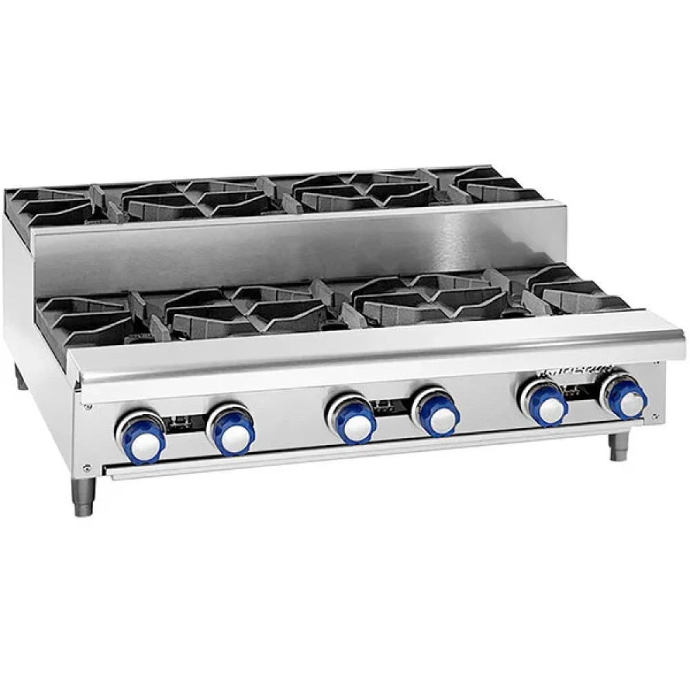 Imperial Range IHPA-6-36SU 36" Natural Gas 6 Burner Step-Up Hot Plate, 192,000 BTU