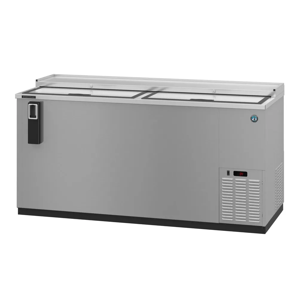 Mid size stainless bottle cooler from Hoshizaki America with forced air cooling, perfect for storing many bottles in busy restaurant and bar service.
