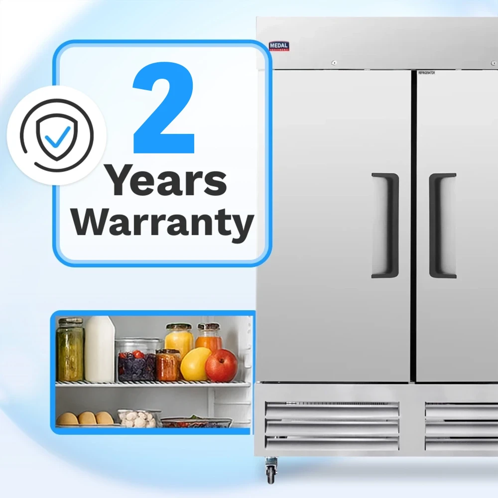 Medal Equipment 54" Reach-In Refrigerator, 2 Doors, 49 cu. ft., Stainless Steel, Commercial, 2 Year Warranty