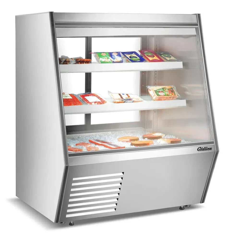 Coldline 48" Refrigerated High Meat Deli Case, Slanted Glass, Rear Storage, 1 Year Warranty