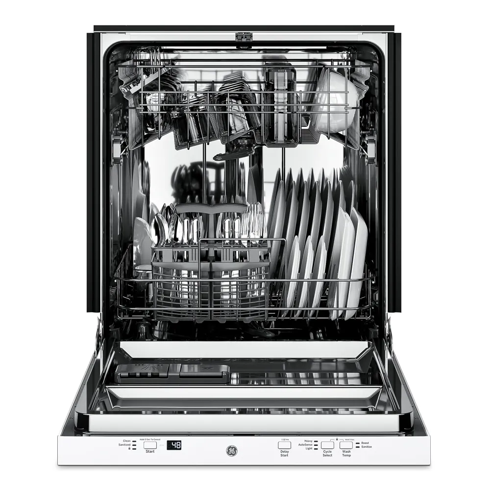 GE GDT225SGLWW 24" Dishwasher with Sanitize Cycle, ADA Compliant, Stainless Steel Interior, White