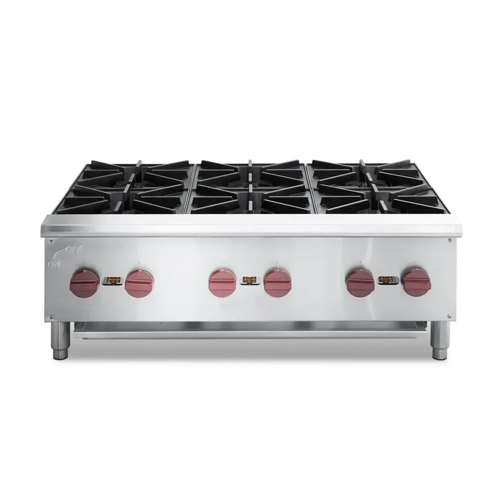 Platinum Flame Series 36" Countertop Hot Plate, 6 Burners, 150,000 BTU - Convertible