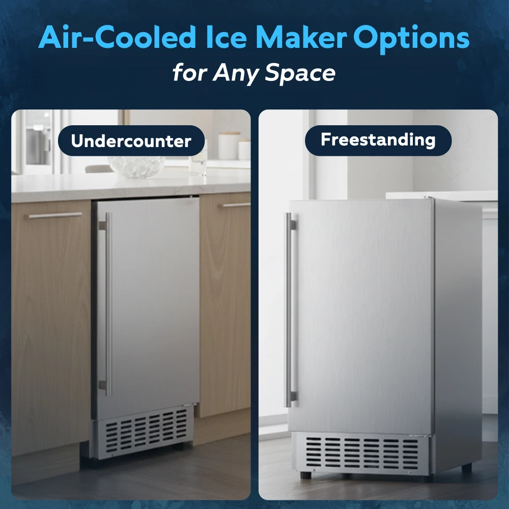 ChillCore Series 15" Undercounter Air Cooled Ice Maker With 30 lb Bin, 80 lb/day, 1 Year Warranty
