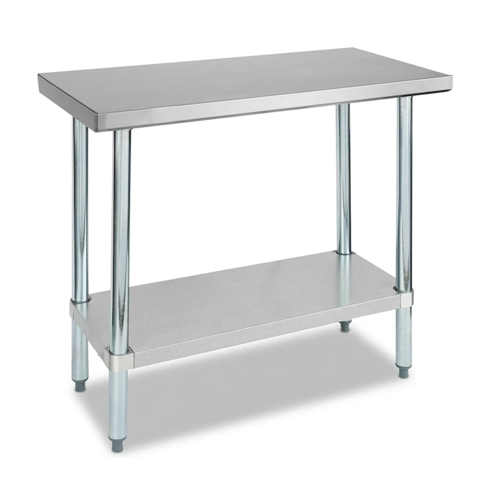 18" × 36" 18 Gauge Work Table with Undershelf, 304 Stainless Steel
