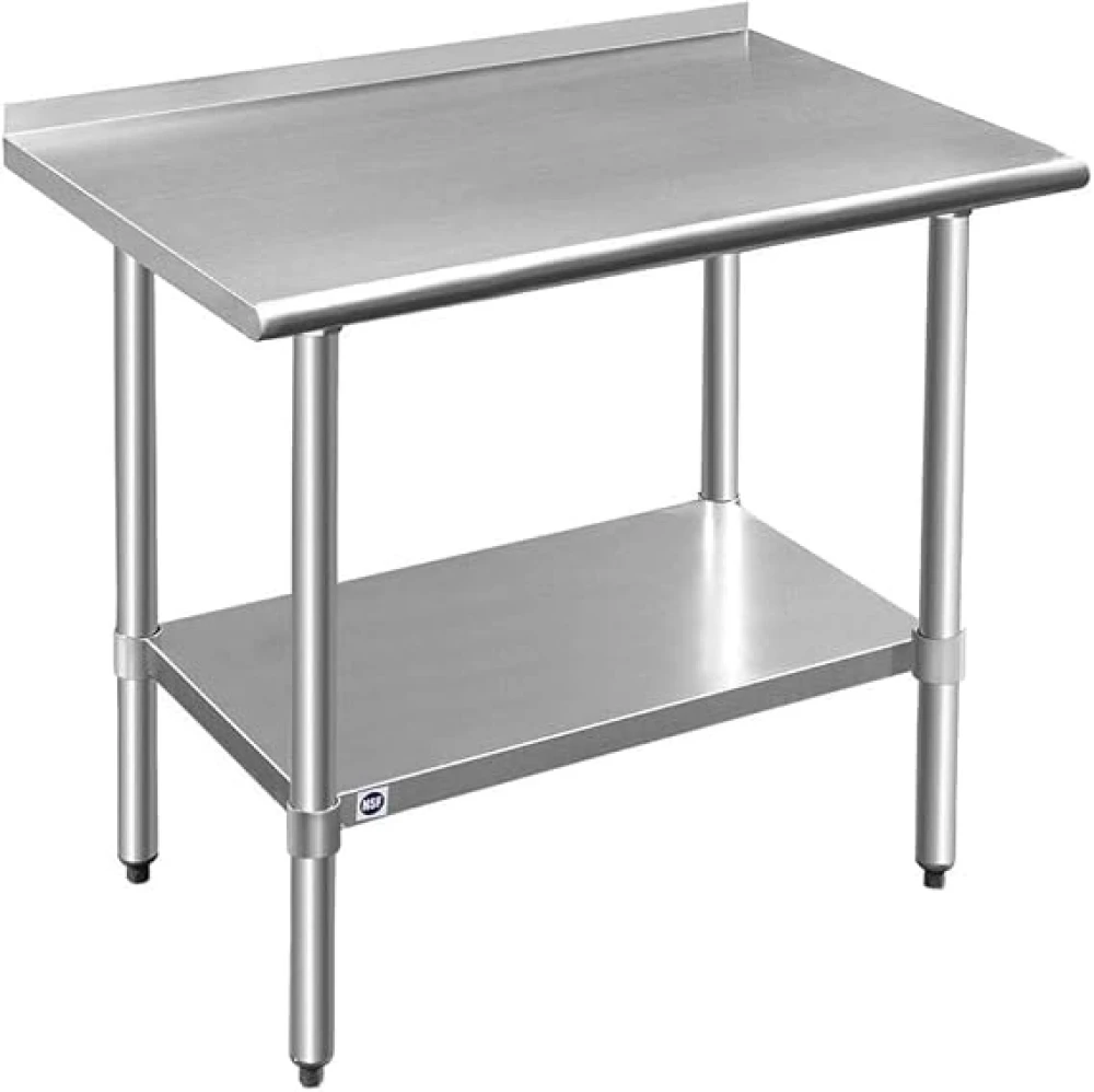 John Bose 48" x 30" Stainless Steel Work Table with Rear Up-Turn & Undershelf, NSF/CSA