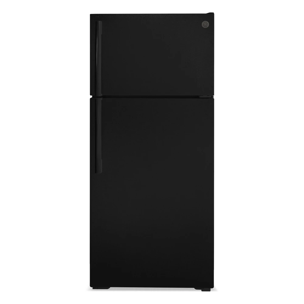 GE GTE17DTNRBB 28" Top Freezer Refrigerator, 16.6 Cu. Ft., Black