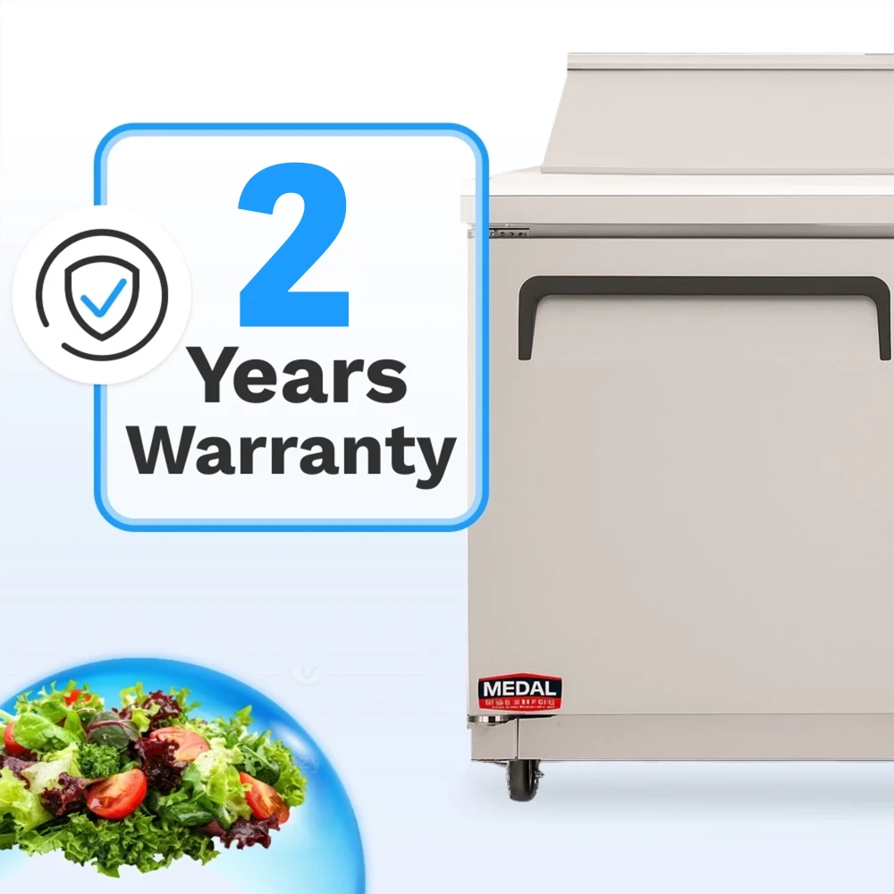 Medal Equipment 48" Sandwich / Salad Prep Table, 2 Doors, 12 Pans, Stainless Steel, 2 Year Warranty