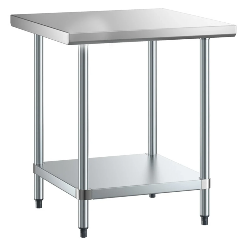 ChefPro Series 30" x 36" 18-Gauge 304 Stainless Steel Commercial Work Table with Galvanized Legs and Undershelf
