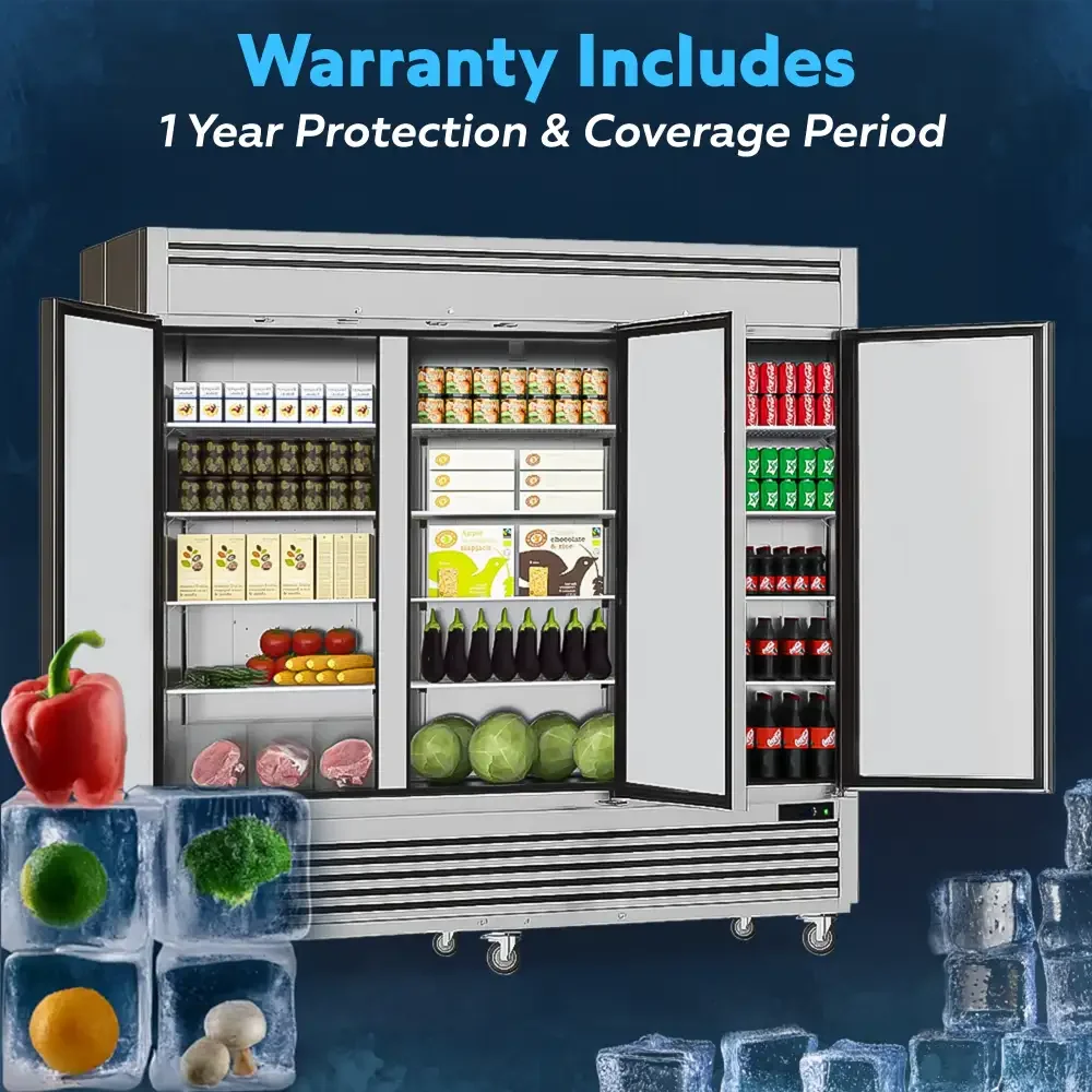 ChillCore Series 82" Reach-In Refrigerator, 3 Sections, Stainless Steel, 1 Year Warranty