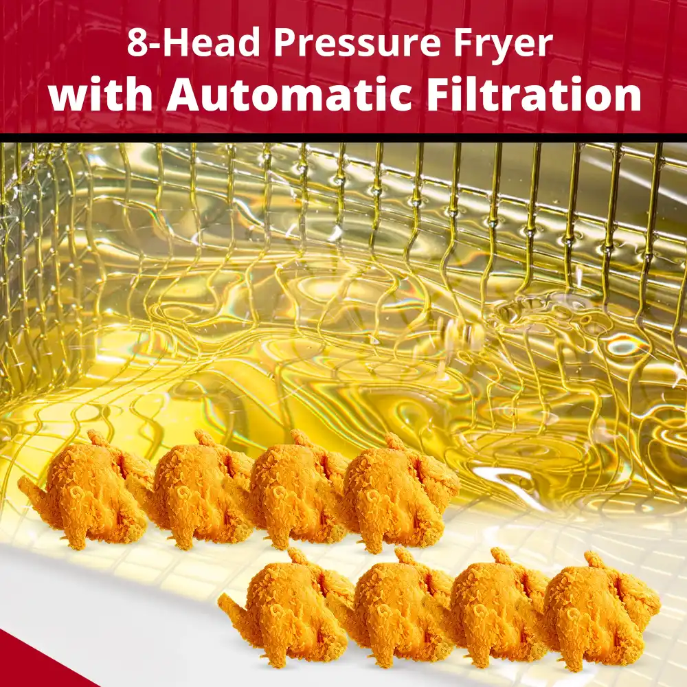 Henny Penny PXE100.09 24" Velocity Series 8-Head Electric Pressure Fryer, 75 lb Vat, 240V, 3 Phase