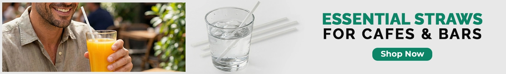 Disposable drinking straws used in juice and water glasses for cafés, bars, restaurants, and beverage service.