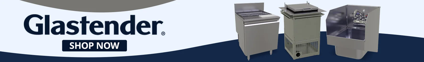 Glastender commercial ice cream dipping cabinets, underbar coolers, bottle storage units, and hand sinks for bars, restaurants, and hospitality venues.