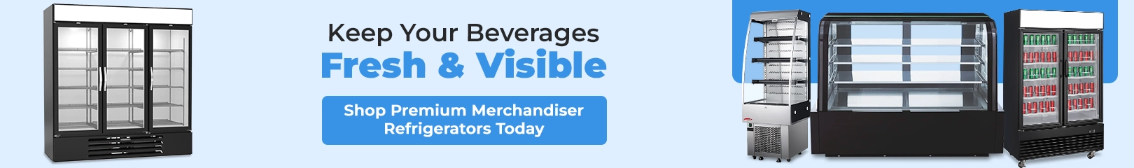 Commercial freezers with glass doors, filled with food items, designed for efficiency in high-demand foodservice environments.