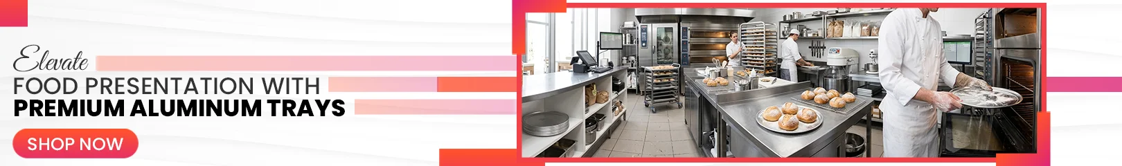 Premium aluminum trays for bakeries, restaurants, catering services, and commercial kitchens, designed for food preparation and presentation.