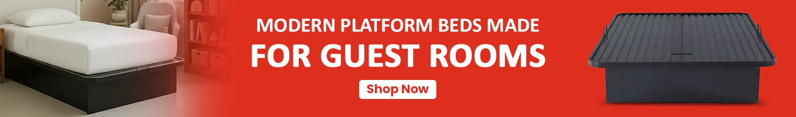 Modern platform beds for guest rooms with durable hotel bed base and storage-ready design