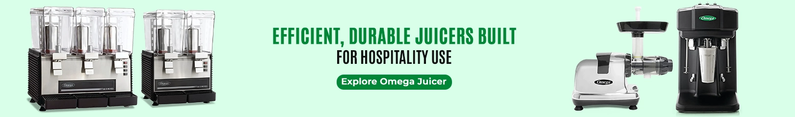 Omega commercial juicers designed for hospitality and food service use