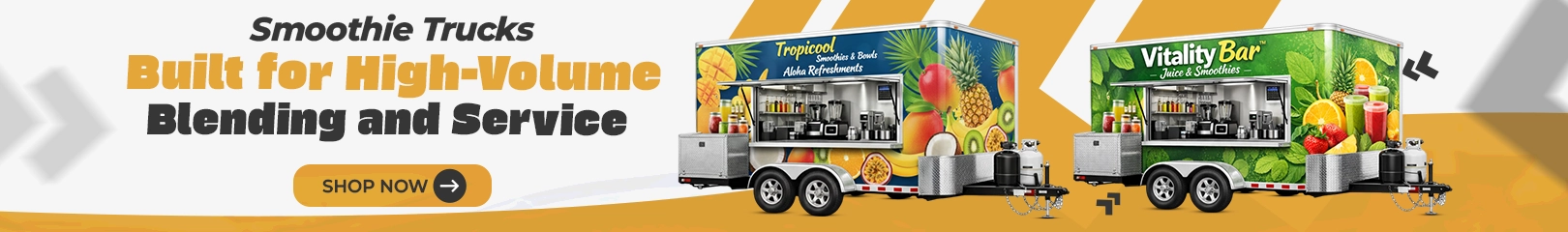 Smoothie trucks built for high-volume blending and service with fully equipped mobile juice and smoothie kitchens