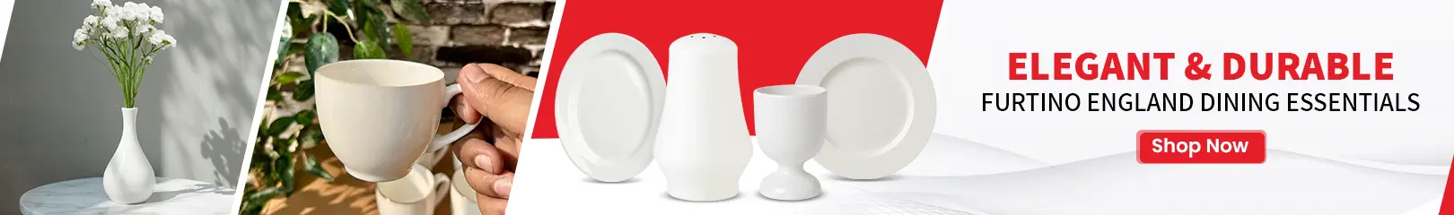 Elegant and durable white porcelain dinnerware including plates, cups, and serving pieces for premium dining experiences.