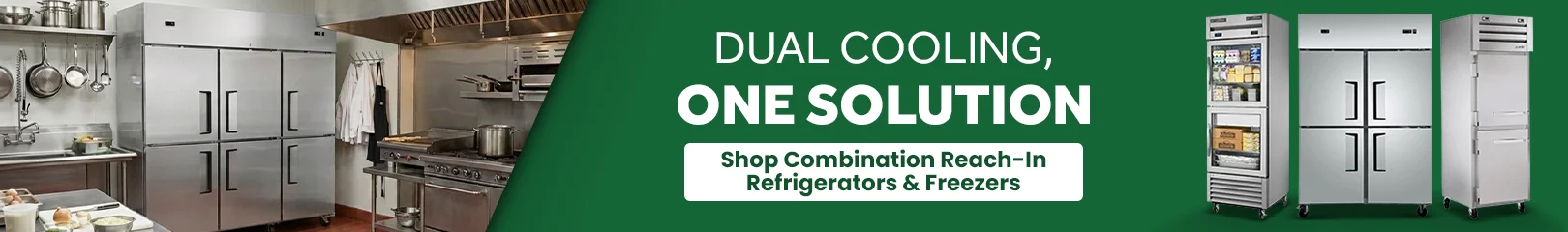 Commercial freezers with glass doors, filled with food items, designed for efficiency in high-demand foodservice environments.