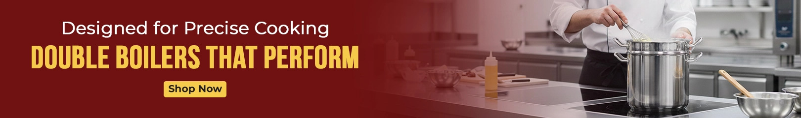 Double boilers designed for precise cooking with stainless steel pots for professional commercial kitchens