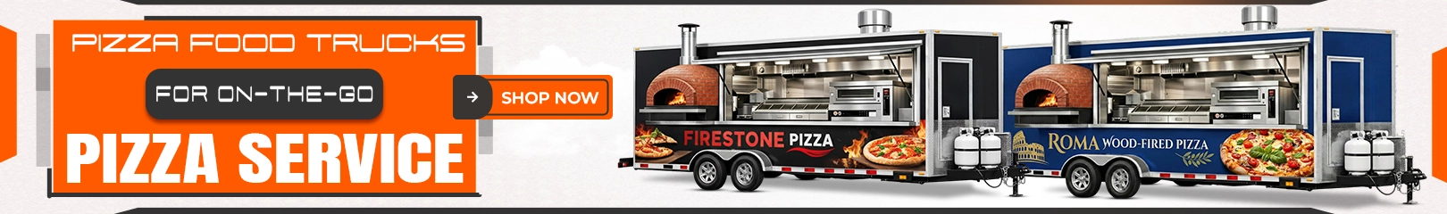Pizza food trucks for on-the-go pizza service with wood-fired ovens and fully equipped mobile kitchens